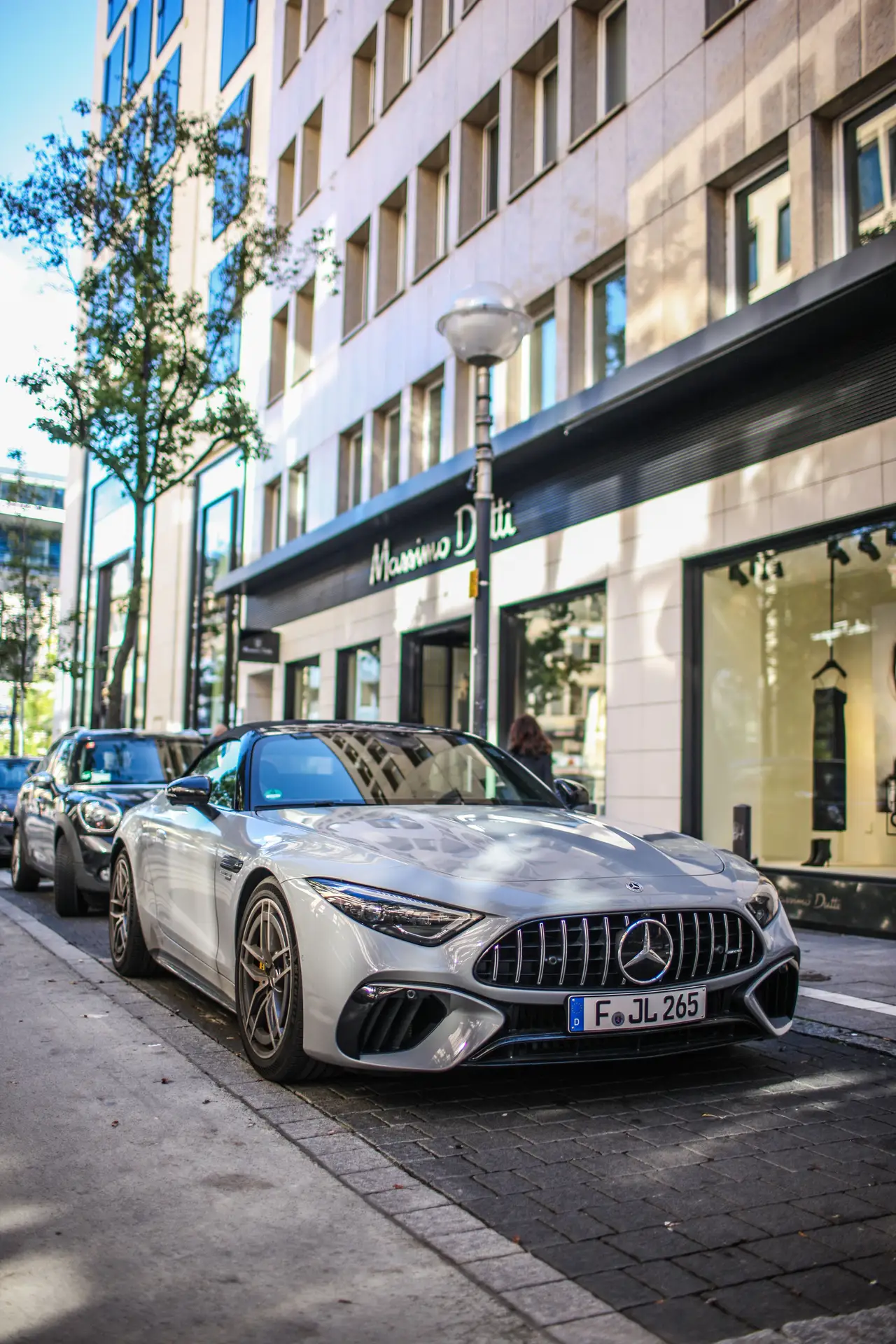 Modern Mercedes performance car in an urban setting